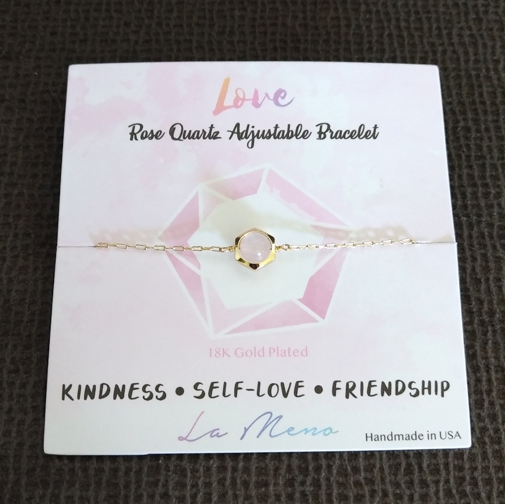 La Meno Hexagon Rose🌹Quartz💎Bracelet - Picture 2 of 15